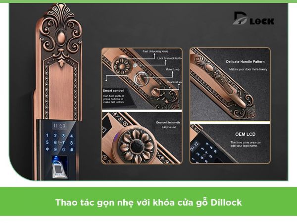 Thao tác gọn nhẹ với khóa cửa gỗ Dillock
