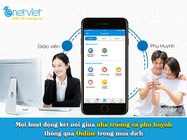 Học trực tuyến,  kết nối trực tuyến giữa nhà trường và phụ huynh trong mùa dịch