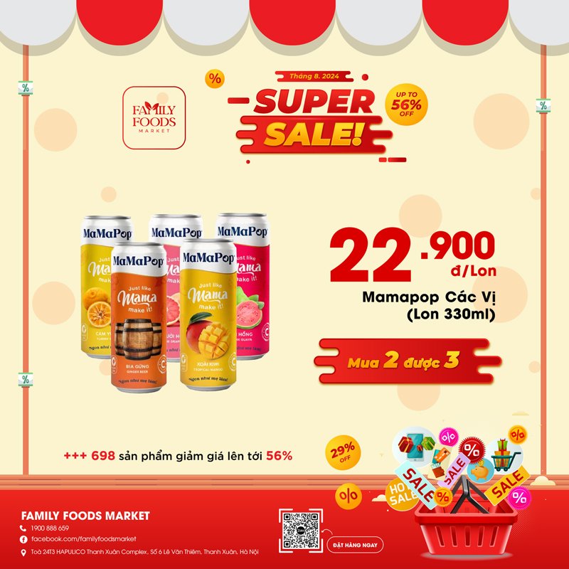 Khuyến mãi ngập tràn, sale upto 56% - Duy nhất tại siêu thị Family Foods Market